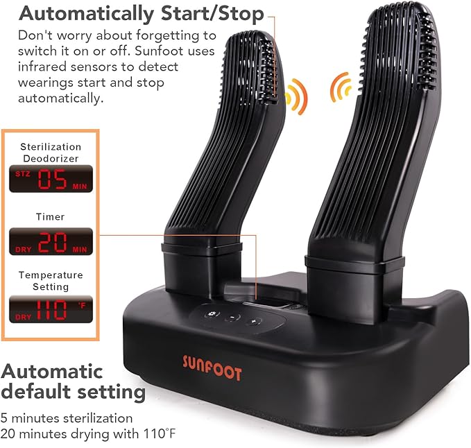 SUNFOOT Boot Dryer And Deodorizer Shoe Dryers For Work Boots, Ski Boot, Hats, Socks, Motorcycle Helmets Glove Dryer With Heat Blower, Quick Drying Boot Warmer Adjustable Timer And Rack (Black)-Ruum Studio Home