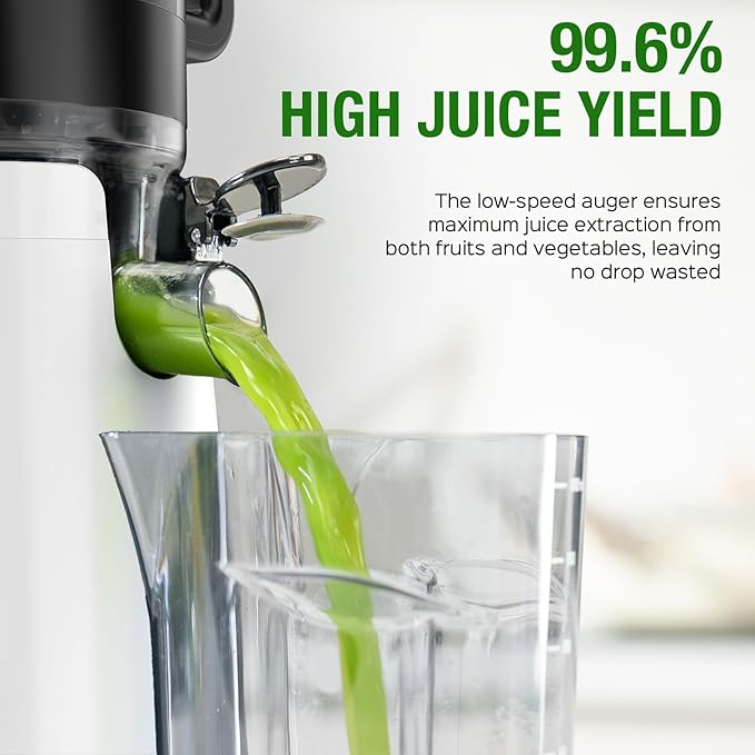 Juicer Machines, TUUMIIST Cold Press Juicer with 5.3" Extra Large Feed Chute Fit Whole Fruits & Vegetables Easy to Clean, High Juice Yield, BPA Free (White)-Ruum Studio Home
