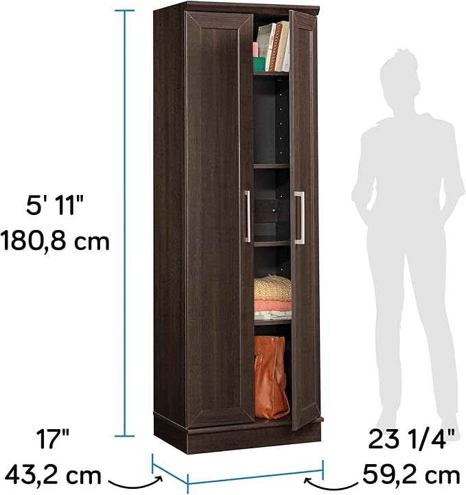 Sauder HomePlus Kitchen Pantry Storage Cabinet with Adjustable Shelves, Laundry Bathroom, L: 23.31" x W: 17.01" x H: 71.18", Dakota Oak-Ruum Studio Home
