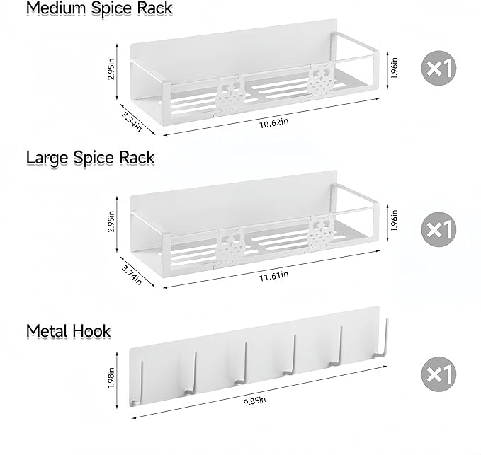 Magnetic Spice Rack,Magnetic Shelf for Fridge,Spice Organizer,Fridge Organizer,Kitchen Storage Organization with Magnetic Hooks,Owl Home Decor(White)-Ruum Studio Home