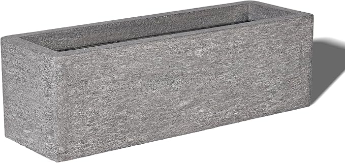 24 Inch Rectangular Concrete Planter,Durable All-Weather Use with Drainage Holes,Large Rectangular Planter for Outdoor Indoor Plants-Ruum Studio Home