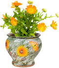 Sungmor Ceramic Hand Painted Succulent Flower Pots, 9 Inch Large Pottery Pots for Indoor Outdoor Plants, Decorative Ceramic Vase for Flower Arrangement Home Decor, Vintage Centerpieces Flowerpot-Ruum Studio Home