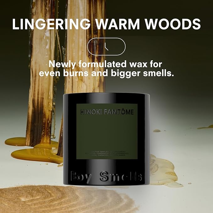 Hinoki Fantôme Scented Candles for Men and Women - 8.5 oz - Soy, Coconut Wax Candle Blend - Aromatic Candles for Home with Japanese Cypress, Jasmine and Smoked Amber - 50-Hour Burn - Cotton Wick-Ruum Studio Home