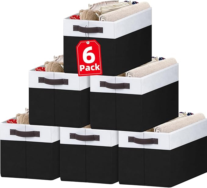 Criusia 6 Pack Closet Organizers and Storage Bins, Cute Dorm Room Essentials for Clothes Beddings Bags, Under Bed Storage Containers, Apartment Essentials Baskets for Organizing (14L*10W*9.5H)-Ruum Studio Home