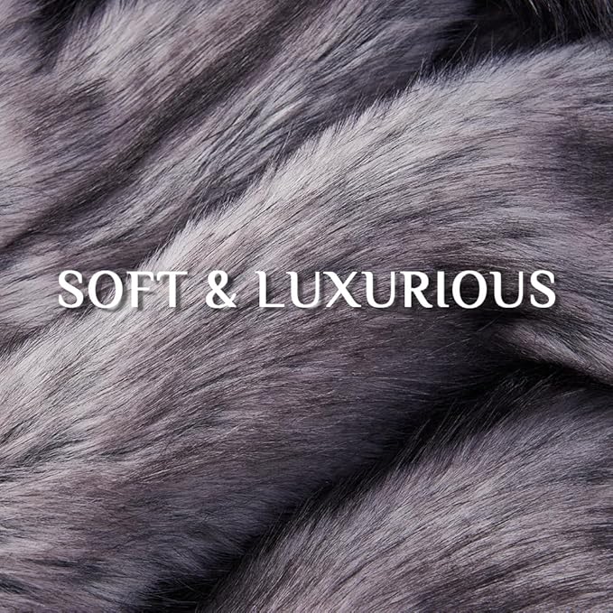 Fluffy Faux Fur Throw Blanket – Super Soft Warm Thick Plush Blanket for Bed, Couch & Office, Cozy Fuzzy Throw with Flannel Backing,60"x80", Grey-Ruum Studio Home