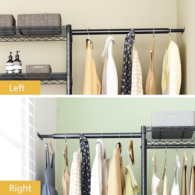 Over Washer and Dryer Shelves,3 Tier Adjustable Wire Shelving Laundry Room Storage Organization Clothes Drying Rack with Mounted on the Wall Expandable Hanger Rods&Hook,55"~74.5"Wx13.4"Dx77"H-Ruum Studio Home
