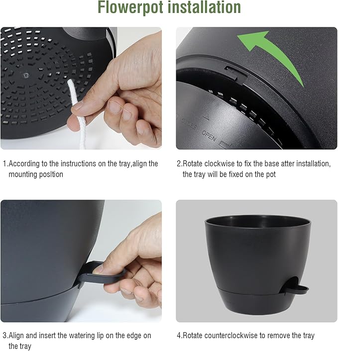 12/10/9 inch Large Self Watering Pots, Planter, Plant Pots with Mesh Drainage Holes for Indoor Outdoor Garden Plants, Plastic Flower Pots with Removable Deep Reservoir, Black-Ruum Studio Home