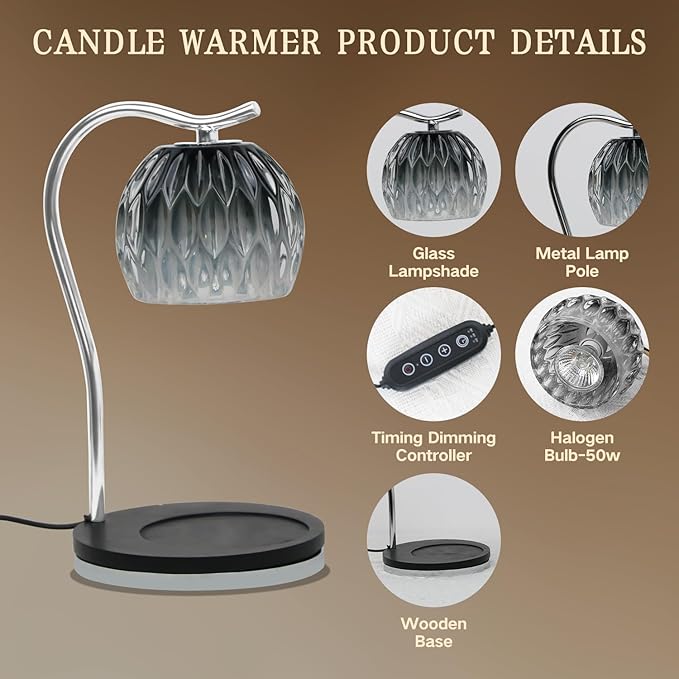 GEEZO Fragrance Candle Warmer Lamp，Electric Candle Warmer with Timer & Dimmer，Mom Christmas Birthday Gifts for Women, House Warming Gifts New Home Bedroom Decor-Ruum Studio Home