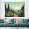 HZOHNAGO Mountain Tapestry Forest Mountain Sunrise Road Pattern Printed Wall Tapestry Wall Hanging for Bedroom Living Room Dorm 80" W x 60" H-Ruum Studio Home
