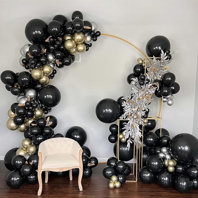 130pcs Black Balloons Different Sizes 18" 12" 10" 5" Party Latex Balloons for Birthday Graduation Baby Shower Anniversary New Year Holiday Party Decorations-Ruum Studio Home