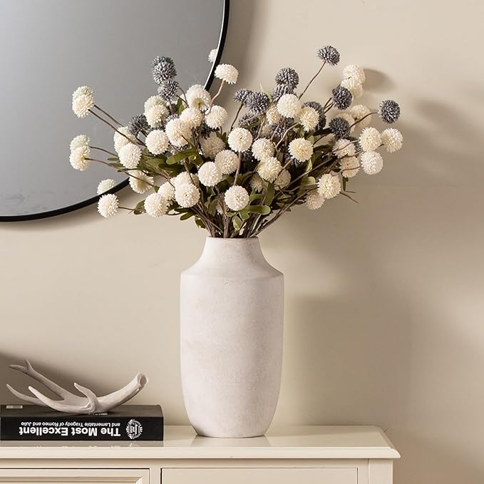 Mitt&Ditt Ceramic Flower Vase, 12.5 inch Tall Off-White Vase, Large Decorative Terracotta Vases, Farmhouse Rustic Pottery Vases for Home Decor, Living Room, Table-Ruum Studio Home
