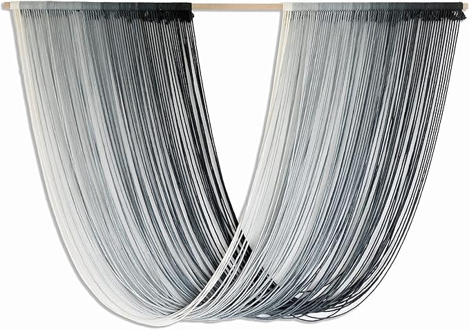 Flber Macrame Wall Hanging Large-Scale Dip-Dye Blue Bohemian Yarn Tapestry Home Room Wall Decor 57" Wx 35" L-Ruum Studio Home