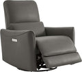 CHITA Power Recliner Chair Swivel Glider, FSC Certified Upholstered Faux Leather Living Room Nursery Reclining Sofa Chair with Lumbar Support, Charcoal-Ruum Studio Home