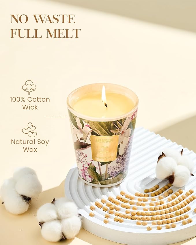 M&SENSE Pear Fressia Scented Natural Soy Wax Candle, 14.1oz 60 Hours Long Lasting Slow Burning Candles for Home Decor, Aromatherapy Candle for Stress Relief-Ruum Studio Home