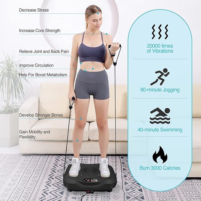AXV Vibration Plate Exercise Machine Whole Body Workout Vibrate Fitness Platform Lymphatic Drainage Machine for Weight Loss Shaping Toning Wellness Home Gyms Workout-Ruum Studio Home