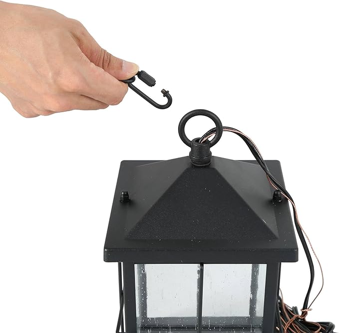 LOG BARN Outdoor Pendant Light Fixture, Farmhouse Exterior Lights, Anti-Rust Ceiling Outdoor Light with Seeded Glass, Lantern Hanging Light for Front Door, Entry, Porch, and Gazebo-Ruum Studio Home