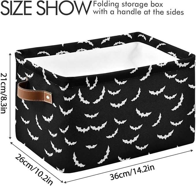 Storage Basket Bin Bats Halloween Goth Organizer Basket Collapsible Shelf Basket Cube with handle for Nursery Bedroom Bathroom-Ruum Studio Home