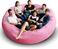 Bean Bag Chair for Adults 8FT,Soft Removable Cover for Teens/Girls Bedroom,Fluffy Giant Round Floor Beanbag Lounger Chairs (No Filler,Pink)-Ruum Studio Home