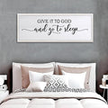 FZZHYQCHY Give It To God And Go To Sleep Above Bed Wall Decor Art 24"X10" Master Bedroom Over Bed Wall Wood Framed Sign (White)-Ruum Studio Home