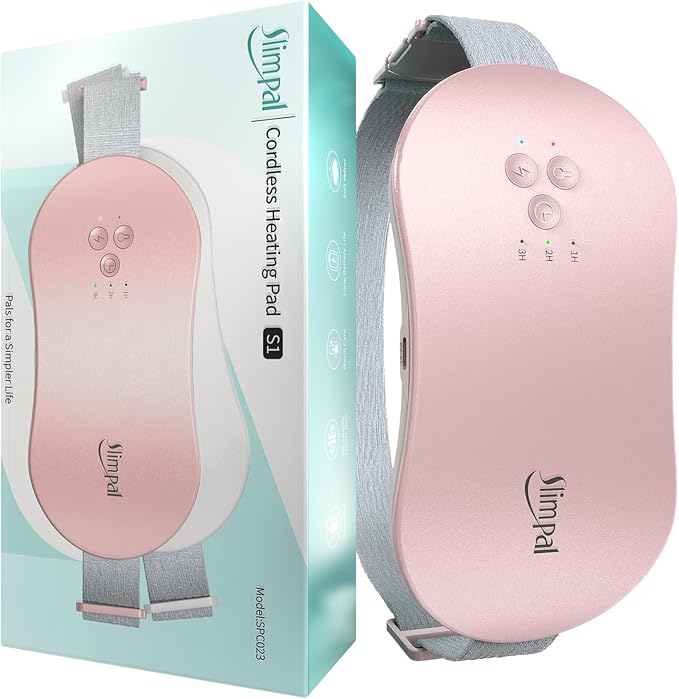 Slimpal Portable Heating Pad for Period Cramps, FSA HSA Eligible, Cordless Heat Pad for Menstrual Cramps Relief, 3 Timer Auto Off Setting, Electric Heating Belt Gifts for Her Women Girl Wife, Pink-Ruum Studio Home
