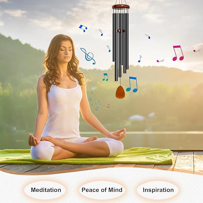 Wind Chimes for Outside Deep Tone, 50 inch Large Wind Chimes, 6 Heavy Duty Tubes Aluminium Metal Extra Large Wind Chime, Decoration for Garden, Patio, Yard, Gift for Mother's Day(Waterdrop)-Ruum Studio Home