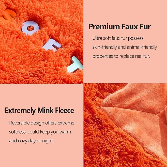 GONAAP Fuzzy Faux Fur Throw Blanket Orange Super Soft Cozy Plush Fuzzy Shaggy Blanket for Couch Sofa Bed (Orange, Throw(50"x60"))-Ruum Studio Home