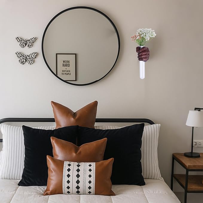 Wall Sculptures, Hand Vases Home Decor, Wall Mount Art Sculpture, Unique Wall Art Statue, Funky Flower Vase Decorations, Modern Eclectic Hanging Decor,Glass Test Tube Vase-Ruum Studio Home