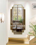 Wall Mirror Full Length, 47" x 24" Gold Framed Full Body Mirror, Scalloped Beveled Polished Decorative Mirrors, Large Rectangle Irregular Wall Mirror for Bathroom/Bedroom/Living Room/Entryway-Ruum Studio Home