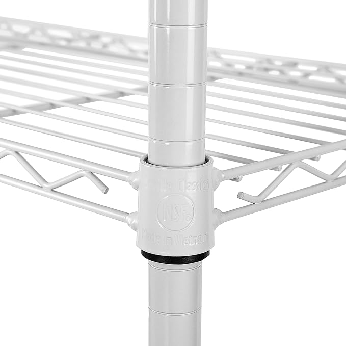 Seville Classics UltraDurable Heavy Duty NSF Solid Steel Wire Rack Storage Unit, Organizer for Garage, Warehouse, Office, Restaurant, Classroom, Kitchen, White, 5-Tier Shelving, 36" W x 14" D-Ruum Studio Home