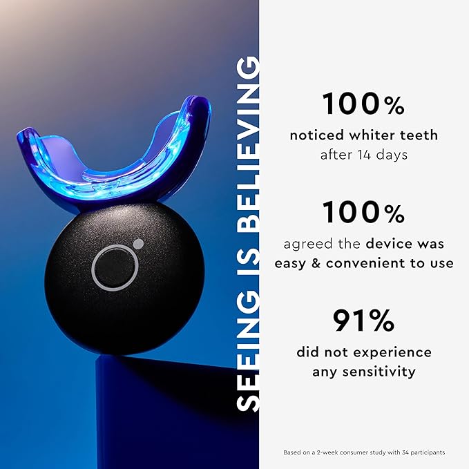 MOON LED Teeth Whitening Kit - Gentle Teeth Whitener Device, 56 White Strips, USB Charger & Travel Case - Blue Light Whitening Tray Removes Stains & Whitens Up to 12 Shades in 2 Weeks (4 Piece Kit)-Ruum Studio Home