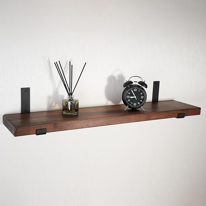 CONSDAN Floating Shelf for Wall Mounted Book Shelf Hanging Shelves Floating Bookshelf for Bedroom, Bathroom, Living Room, Kitchen USA Grown Solid Hardwood, Dark Maple 30x7.5x1.5 in-Ruum Studio Home