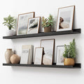 Picture Ledge Shelf, Floating Shelves Set of 2, Solid Pine Wood 55'' Long Large Nursery Book Shelves for Toys Storage, Kids Bookshelf for Living Room Bedroom Decor Books Photo Frames, Black-Ruum Studio Home