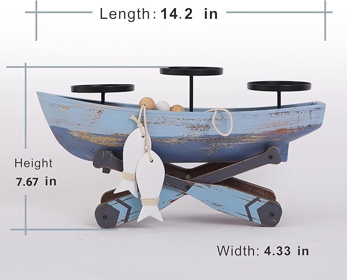 Nautical Votive Candle Holder, Ocean Themed Farmhouse Boat Candle - Marine Beach Style Handmade Decor for Home, Office, Housewarming Gifts-Ruum Studio Home