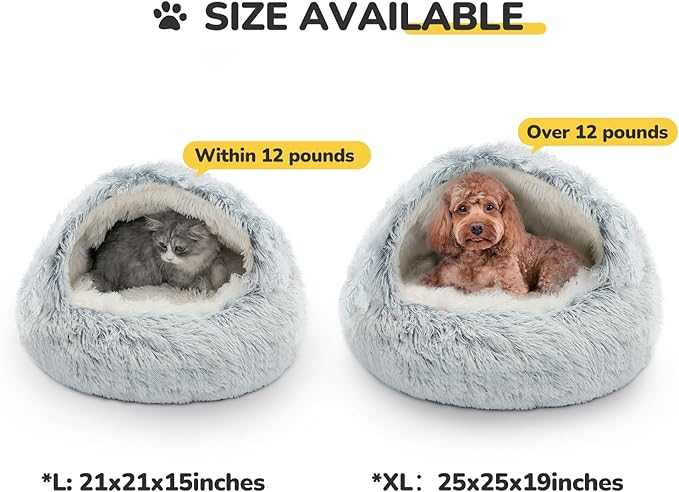 CATISM Cozy Plush Hooded Cat Bed, Indoor/Outdoor, Self-Warming Cave, Removable Washable Non-Slip Bottom-Ruum Studio Home