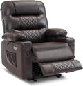 MCombo Zero Gravity Power Recliner Chair with Heat and Vibration Massage, Reclining Chair with USB Ports, Cup Holders for Living Room, Faux Leather PR621 (Brown)-Ruum Studio Home