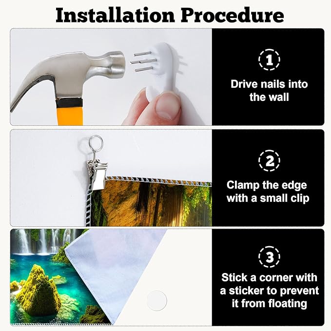 BSFHH Nature Tapestry Forest Tree Sea Cave Wall Hanging, Stream Through Rainforest Landscape Wall Art Tapestry for Bedroom Living room (Cave Waterfall, 110" × 87", Unframed)-Ruum Studio Home