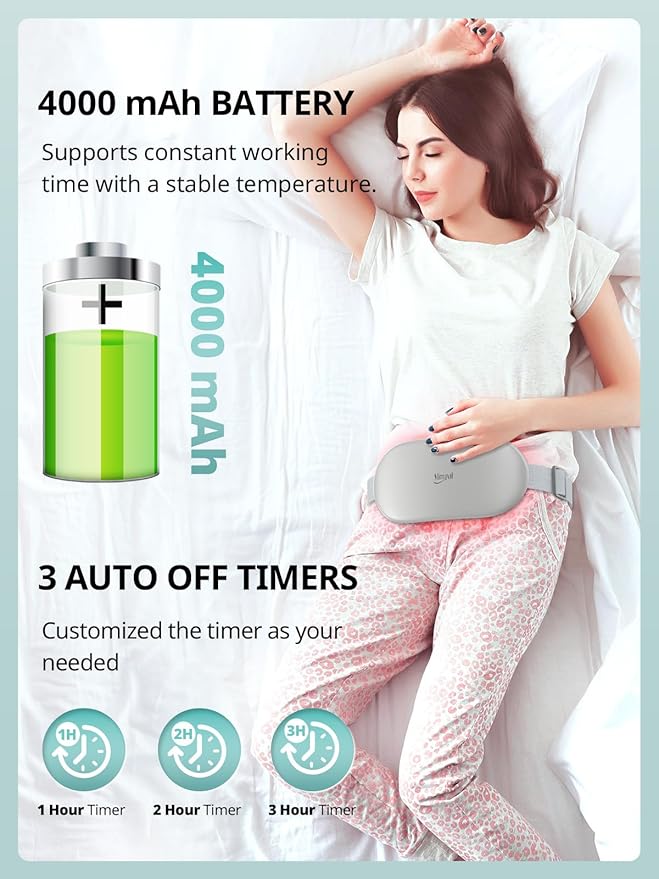 Slimpal Heating Pad for Period Cramps and Back Pain, FSA HSA Eligible, Plus-Sized Electric Heat Pad Portable Menstrual Heat Belt Pain Relief, 3 Timer Auto Off, Gifts for Her Women Girl Wife, Pink-Ruum Studio Home