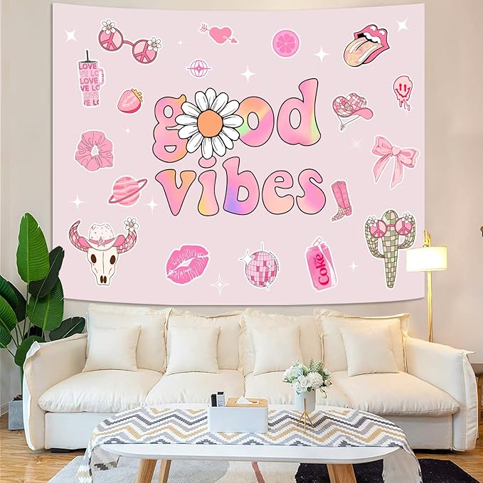 Lunerfex Y2K Tapestry Pink Wall Tapestry, Cute Tapestries for Bedroom Funny Tapestries Wall Hanging for Bedroom Living Room Decor Pink-1 44"x60"-Ruum Studio Home