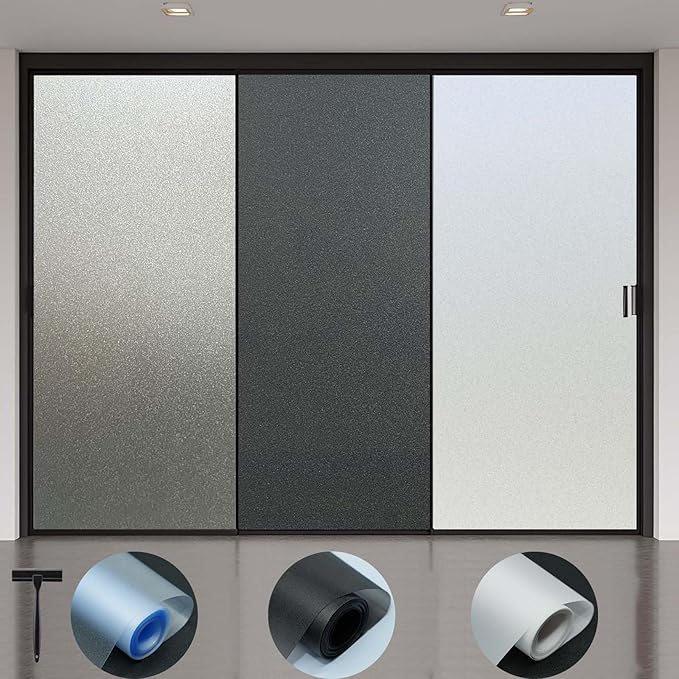 Window Privacy Film with Installation Tools, Static Cling, Anti UV, Heat Control, Ideal for Home Shower Office Glass Door (White Frosted, 17.5X78.7Inch)-Ruum Studio Home