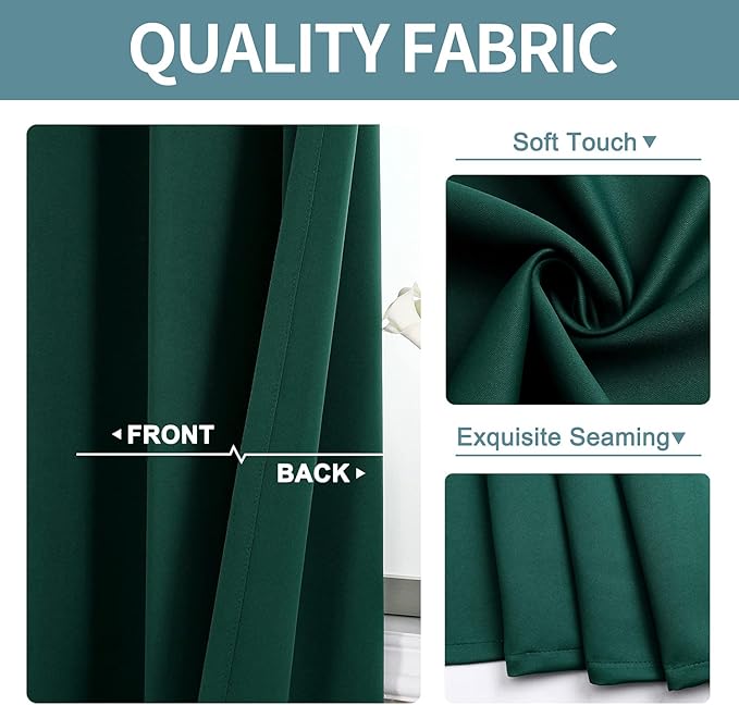 ChrisDowa Grommet Blackout Curtains for Bedroom and Living Room - 2 Panels Set Thermal Insulated Room Darkening Curtains (Forest Green, 52W x 54L)-Ruum Studio Home