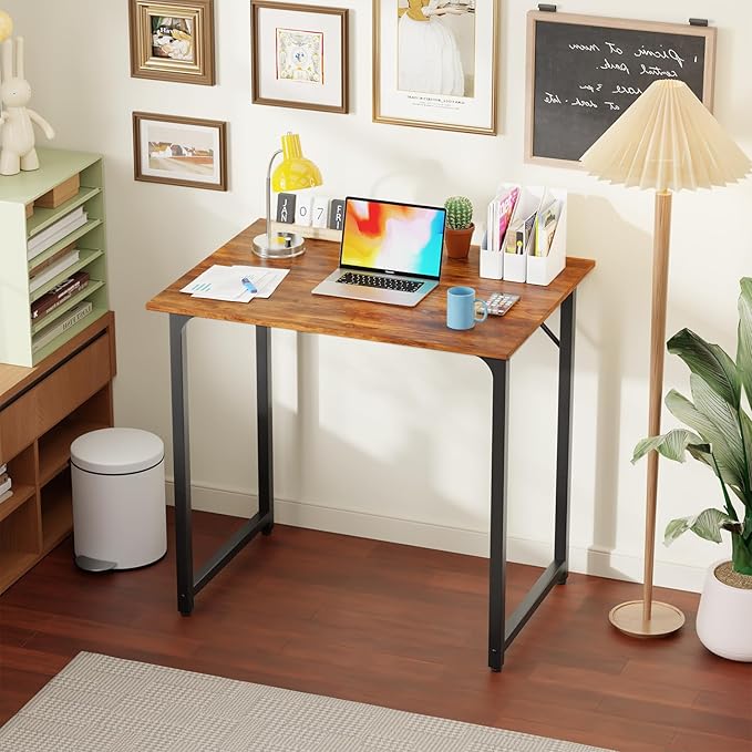 PayLessHere | 32 Inch Computer Desk | Vintage | Office Desk with Metal Frame, Adjustable Feet | Water-Resistant, Scratchproof Surface | Sturdy Writing Table for Home Office or Study | Pack of 1-Ruum Studio Home