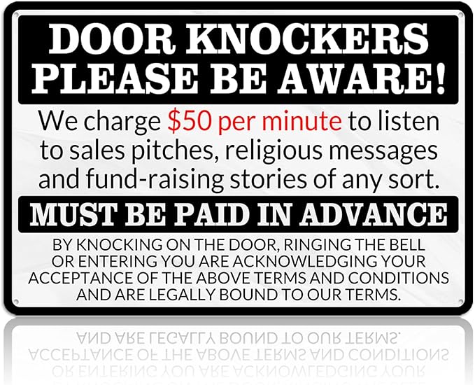 No Soliciting Sign for House Front Door - Funny Metal Tin Signs Room Decor Door Knockers Please Be Aware Warning Yard Sign, Home Bedroom Wall Art Decorations 8x12 Inch-Ruum Studio Home