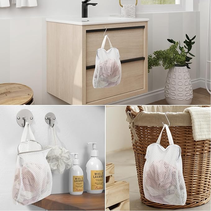 GWT 4Pcs 3D Mesh Laundry Bags with Hanging Handles (S/M/L/XL) - Durable Zippered Wash Bags for Delicates, Shoes & Bulk Clothes - Space-Saving Foldable Design-Ruum Studio Home