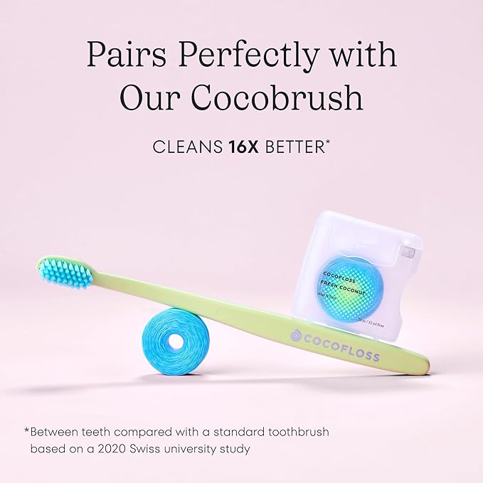 Cocofloss Woven Dental Floss, Dentist-Designed Oral Care, Waxed, Vegan, Kid-Friendly, with Coconut Oil, 4-Pack of Mint, Coconut, Orange, Strawberry (33 yard Each)-Ruum Studio Home