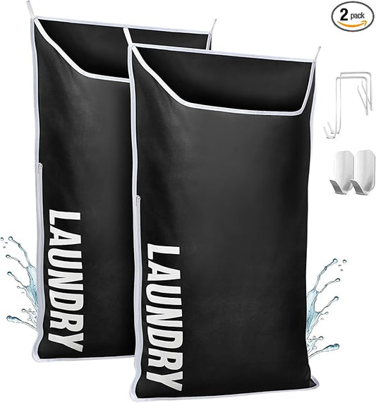 Hanging Laundry Hamper Bag XL 40x22", Space Saving over the Door Storage Bags, Behind the Door Hampers for Dirty Clothes & Wall Mounted Basket for Bathroom, Organizer for Small Room Spaces RV-Ruum Studio Home