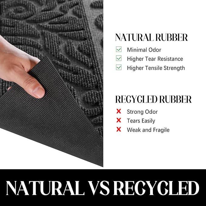 Yimobra Welcome Front Door Mat Outdoor, Heavy Duty Sturdy Non Slip Doormats, Rubber Backing, Low-Profile Entrance Rugs, Absorbent Resist Dirt, Easy Clean Patio Garage Floor Mats, 47X24 Inch, Grey-Ruum Studio Home