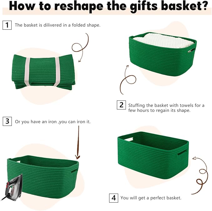 OIAHOMY Storage Basket for Shelves, Closet Cube Storage Bins Baskets for Clothes Blanket Towels, Baby Nursery, Toy Baskets Box, Woven Rope Basket, 15.75*11.81*7.09 IN, 2 Packs Green-Ruum Studio Home