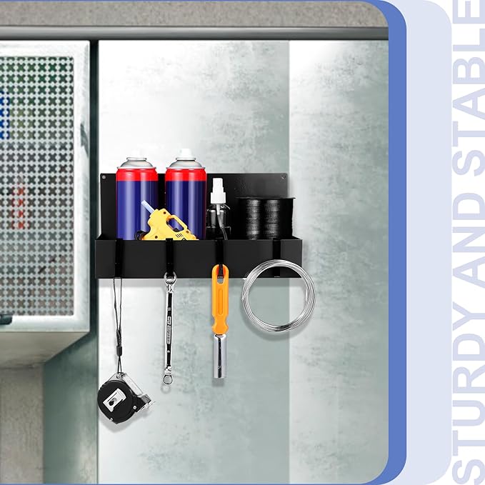 3 Pack Magnet Garage Organizer Magnetic Spice Rack for Refrigerator 20 lb Capacity Shelf Hanging Heavy Duty Magnetic Fridge Side for Organize Garage Tools(Black)-Ruum Studio Home