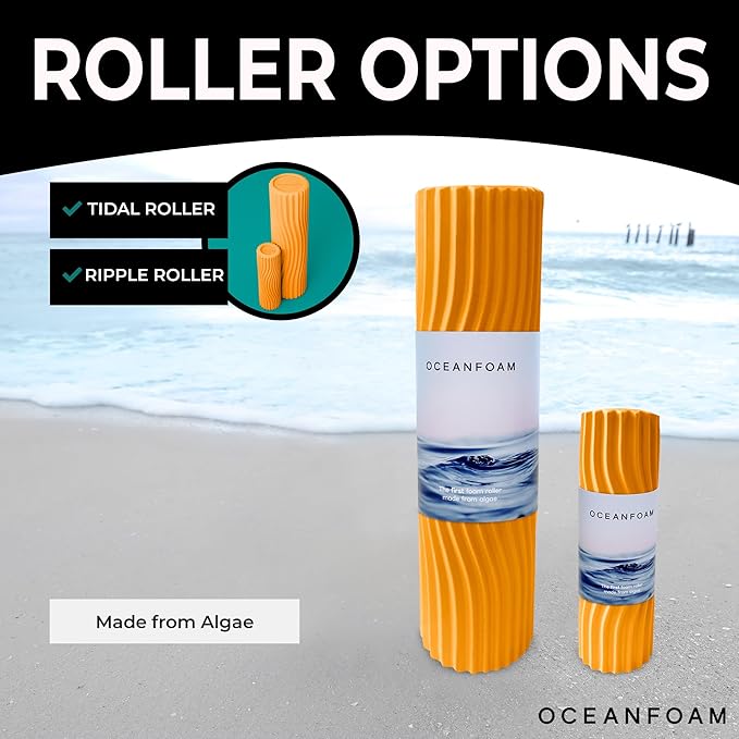 Oceanfoam Tidal Roller - Gold - Muscle Massage Foam Roller for Back Pain & Stretching - Firm and Ergonomic Wide Wave Textured - Yoga, Athletics, & Wellness - Full Size, 20" x 5"-Ruum Studio Home