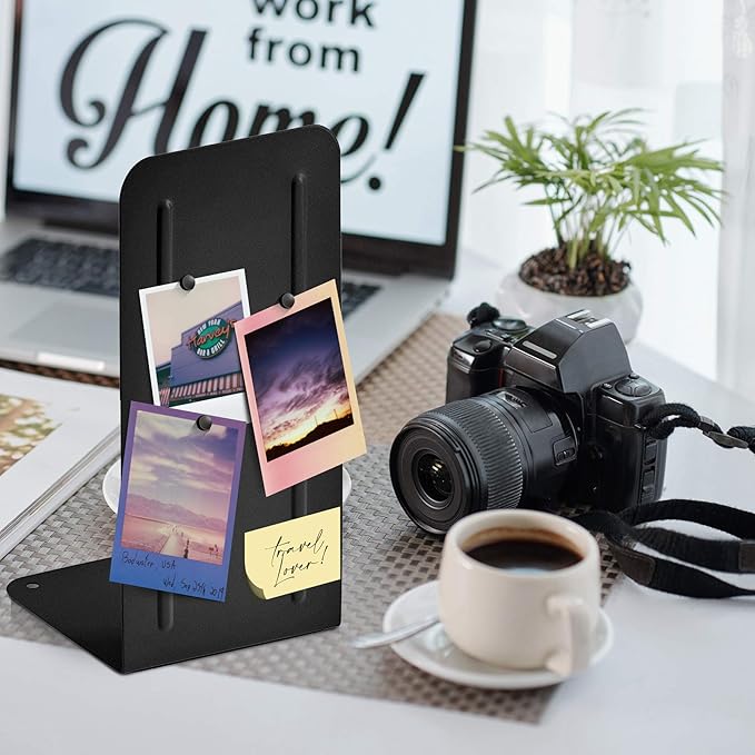 Acrimet Metal Bookends, Jumbo Size 9" H x 4" W x 4-1/2" D, Non-Skid Book Stand for Shelves, Heavy Duty Book Stopper, Black, 1 Pair-Ruum Studio Home